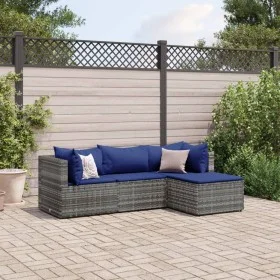4-piece garden furniture set with gray synthetic rattan cushions by , Garden sets - Ref: Foro24-3308055, Price: 233,93 €, Dis...