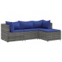 Set de muebles de jardín 4 pzas y cojines ratán sintético gris de , Conjuntos de jardín - Ref: Foro24-3308055, Precio: 236,30...