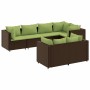 Set muebles de jardín 7 piezas y cojines ratán sintético marrón de , Conjuntos de jardín - Ref: Foro24-3308190, Precio: 554,8...