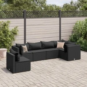 Set muebles de jardín 6 piezas y cojines ratán sintético negro de , Conjuntos de jardín - Ref: Foro24-3308171, Precio: 486,65...