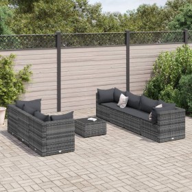 Set de muebles de jardín 8 pzas y cojines ratán sintético gris de , Conjuntos de jardín - Ref: Foro24-3308034, Precio: 557,21...