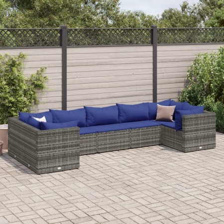 Set de muebles de jardín 7 pzas y cojines ratán sintético gris de , Conjuntos de jardín - Ref: Foro24-3308263, Precio: 493,91...