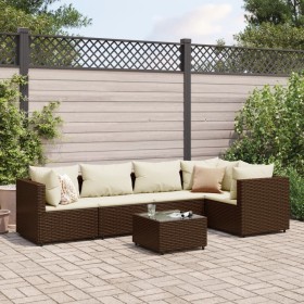 Set muebles de jardín 6 piezas y cojines ratán sintético marrón de , Conjuntos de jardín - Ref: Foro24-3308097, Precio: 485,5...