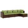 Set muebles de jardín 5 piezas y cojines ratán sintético marrón de , Conjuntos de jardín - Ref: Foro24-3308062, Precio: 360,3...