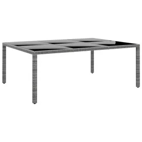 Mesa jardín vidrio templado ratán sintético gris 200x150x75 cm de vidaXL, Mesas de jardín - Ref: Foro24-310587, Precio: 233,1...