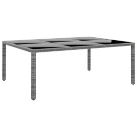 Mesa jardín vidrio templado ratán sintético gris 200x150x75 cm de vidaXL, Mesas de jardín - Ref: Foro24-310587, Precio: 236,0...