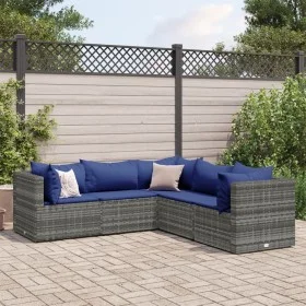 Set de muebles de jardín 5 pzas y cojines ratán sintético gris de , Conjuntos de jardín - Ref: Foro24-3308127, Precio: 337,20...