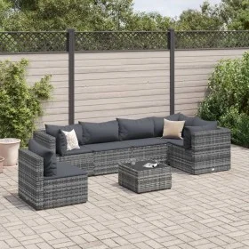 Set de muebles de jardín 7 pzas y cojines ratán sintético gris de , Conjuntos de jardín - Ref: Foro24-3308178, Precio: 497,27...