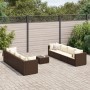 Set muebles de jardín 9 piezas y cojines ratán sintético marrón de , Conjuntos de jardín - Ref: Foro24-3308041, Precio: 558,4...