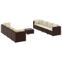 Set muebles de jardín 9 piezas y cojines ratán sintético marrón de , Conjuntos de jardín - Ref: Foro24-3308041, Precio: 558,4...