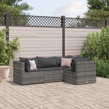 Set de muebles de jardín 4 pzas y cojines ratán sintético gris de , Conjuntos de jardín - Ref: Foro24-3308074, Precio: 265,17...