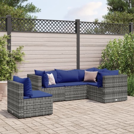 Set de muebles de jardín 5 pzas y cojines ratán sintético gris de , Conjuntos de jardín - Ref: Foro24-3308159, Precio: 341,53...