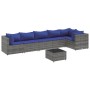 Set de muebles de jardín 7 pzas y cojines ratán sintético gris de , Conjuntos de jardín - Ref: Foro24-3308119, Precio: 472,90...