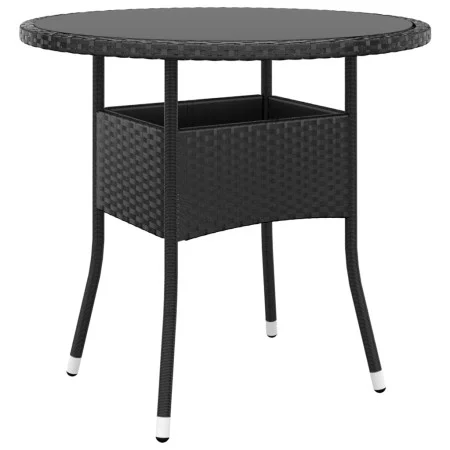 Mesa de jardín vidrio templado ratán sintético negro Ø80x75 cm de vidaXL, Mesas de jardín - Ref: Foro24-310604, Precio: 103,2...