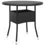 Mesa de jardín vidrio templado ratán sintético negro Ø80x75 cm de vidaXL, Mesas de jardín - Ref: Foro24-310604, Precio: 103,2...