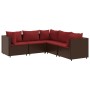 Set muebles de jardín 5 piezas y cojines ratán sintético marrón de , Conjuntos de jardín - Ref: Foro24-3308125, Precio: 410,2...
