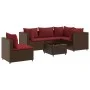 Set muebles de jardín 6 piezas y cojines ratán sintético marrón de , Conjuntos de jardín - Ref: Foro24-3308165, Precio: 409,1...