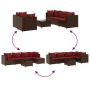 Set muebles de jardín 6 piezas y cojines ratán sintético marrón de , Conjuntos de jardín - Ref: Foro24-3308165, Precio: 414,8...