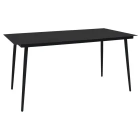 Garden dining table, black steel and glass, 190x90x74 cm. by vidaXL, Garden tables - Ref: Foro24-312159, Price: 226,97 €, Dis...