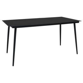 Mesa de comedor de jardín acero y vidrio negra 190x90x74 cm de vidaXL, Mesas de jardín - Ref: Foro24-312159, Precio: 235,56 €...
