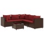 Set muebles de jardín 6 piezas y cojines ratán sintético marrón de , Conjuntos de jardín - Ref: Foro24-3308133, Precio: 414,8...