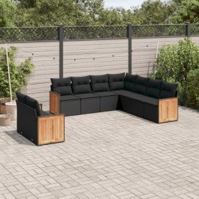 Set de sofás de jardín 8 piezas y cojines ratán sintético negro en Conjuntos de jardín | Comprar online en Foru.es