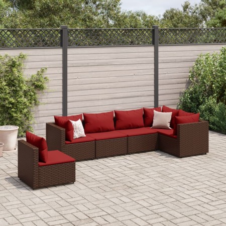 Set muebles de jardín 6 piezas y cojines ratán sintético marrón de , Conjuntos de jardín - Ref: Foro24-3308173, Precio: 505,6...