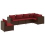 Set muebles de jardín 6 piezas y cojines ratán sintético marrón de , Conjuntos de jardín - Ref: Foro24-3308173, Precio: 505,6...