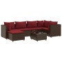Set muebles de jardín 7 piezas y cojines ratán sintético marrón de , Conjuntos de jardín - Ref: Foro24-3308221, Precio: 458,7...