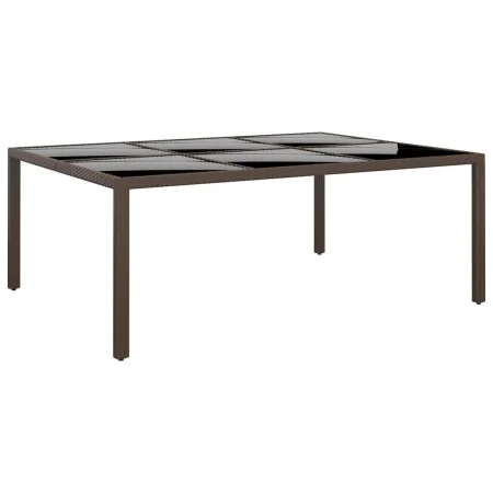 Mesa de jardín superficie de vidrio ratán marrón 200x150x75 cm de vidaXL, Mesas de jardín - Ref: Foro24-310589, Precio: 235,3...