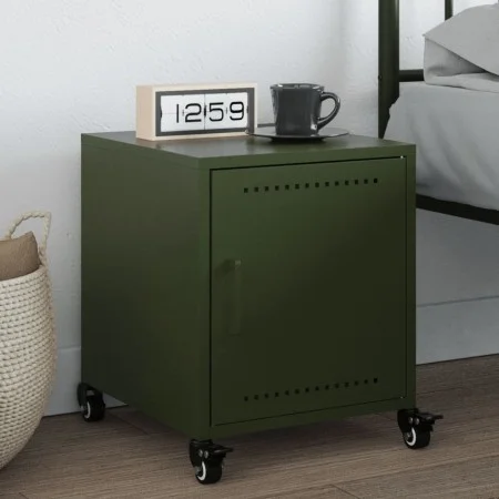 Bedside table in olive green steel, 36x39x43.5 cm by , Nightstands - Ref: Foro24-846622, Price: 49,25 €, Discount: %