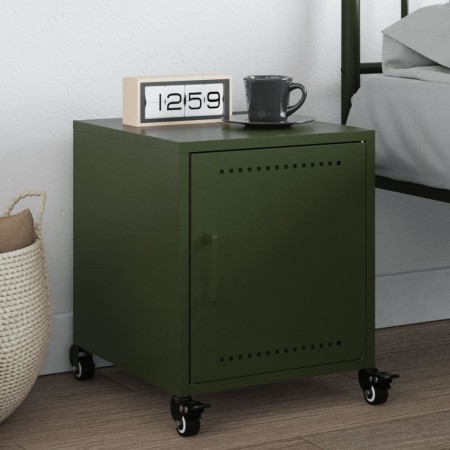 Mesita de noche acero verde oliva 36x39x43,5 cm de , Mesitas de noche - Ref: Foro24-846622, Precio: 49,73 €, Descuento: %