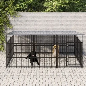 Perrera de exterior con tejado acero 5,63 m² de , Casetas y cercados para perros - Ref: Foro24-3124608, Precio: 535,97 €, Des...
