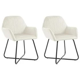 Sillas de comedor 2 unidades terciopelo crema de , Sillas de comedor - Ref: Foro24-249806, Precio: 195,06 €, Descuento: %