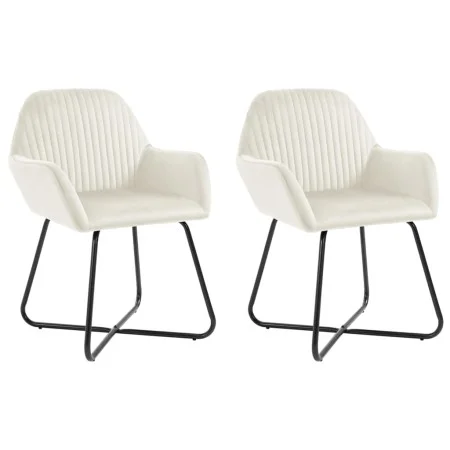 Sillas de comedor 2 unidades terciopelo crema de , Sillas de comedor - Ref: Foro24-249806, Precio: 195,06 €, Descuento: %