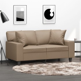 Sofá de 2 plazas con cojines cuero sintético capuchino 120 cm de , Sofás - Ref: Foro24-3200865, Precio: 260,59 €, Descuento: %
