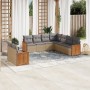 Set de sofás de jardín 9 pzas con cojines ratán sintético beige en Conjuntos de jardín | Comprar online en Foru.es
