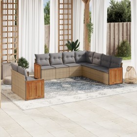 Set de sofás de jardín 9 pzas con cojines ratán sintético beige en Conjuntos de jardín | Comprar online en Foru.es