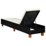Tumbona con cojín de ratán sintético negro de vidaXL, Tumbonas - Ref: Foro24-310474, Precio: 150,58 €, Descuento: %