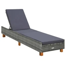 Tumbona con cojín de ratán sintético gris de vidaXL, Tumbonas - Ref: Foro24-310475, Precio: 167,72 €, Descuento: %