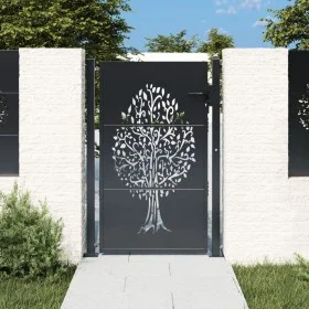 Garden gate in anthracite grey steel with tree design, 105x130 cm. by , garden gates - Ref: Foro24-153156, Price: 228,21 €, D...