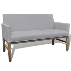 Banco con cojín acolchado madera de caucho tela gris claro de , Sofás - Ref: Foro24-241663, Precio: 220,01 €, Descuento: %