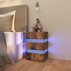 LED nightstand made of smoked oak engineered wood, measuring 45x35x67 cm. by , Nightstands - Ref: Foro24-326848, Price: 123,5...