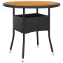 Mesa de jardín madera acacia y ratán sintético negro Ø80x75 cm de vidaXL, Mesas de jardín - Ref: Foro24-310608, Precio: 98,89...