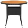 Mesa de jardín madera acacia y ratán sintético negro Ø80x75 cm de vidaXL, Mesas de jardín - Ref: Foro24-310608, Precio: 98,89...