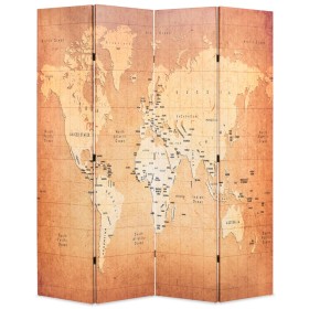 Biombo divisor plegable 160x170 cm mapamundi amarillo de , Divisores de ambientes - Ref: Foro24-245878, Precio: 97,77 €, Desc...