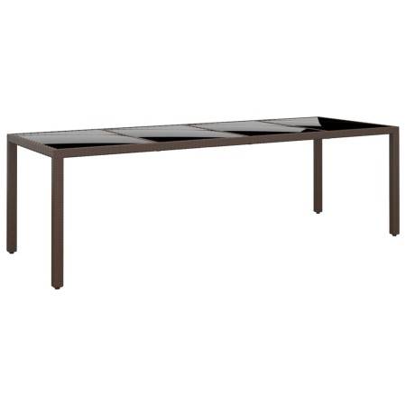 Mesa de jardín superficie de vidrio ratán sintético marrón de vidaXL, Mesas de jardín - Ref: Foro24-310595, Precio: 184,26 €,...