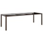Mesa de jardín superficie de vidrio ratán sintético marrón de vidaXL, Mesas de jardín - Ref: Foro24-310595, Precio: 184,26 €,...