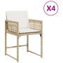 Sillas de jardín con cojines 4 uds ratán sintético beige de , Sillas de jardín - Ref: Foro24-365021, Precio: 160,23 €, Descue...