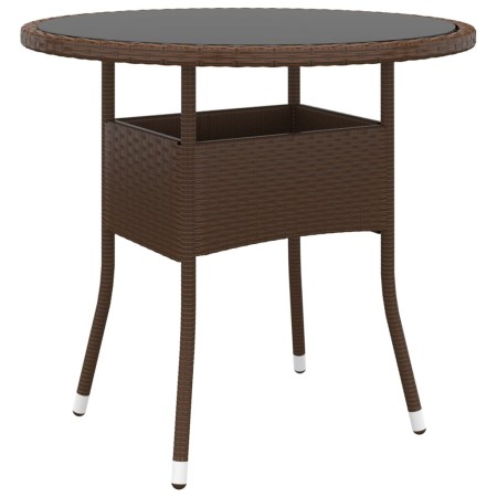 Mesa de jardín vidrio templado ratán sintético marrón Ø80x75 cm de vidaXL, Mesas de jardín - Ref: Foro24-310605, Precio: 98,7...